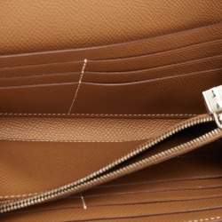 مملوكة مسبقًا محفظة طويلة هيرمس كيلي إبزوم جلد ذهبية طويلة