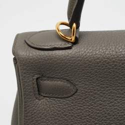 مملوكة مسبقًا Hermès Kelly Retourne 28 Gold Finish Etain Togo Leather Bag