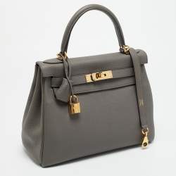 مملوكة مسبقًا Hermès Kelly Retourne 28 Gold Finish Etain Togo Leather Bag