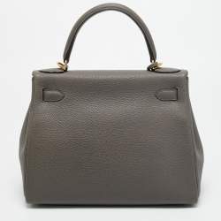 مملوكة مسبقًا Hermès Kelly Retourne 28 Gold Finish Etain Togo Leather Bag