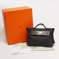Pre Owned Hermès 24/24 29 Electrum Noir Matte Alligator and Togo Leather Bag