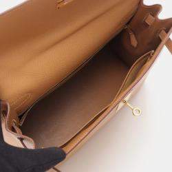 Pre Owned Hermes Kelly 32 Brown Courchevel Leather Shoulder Bag