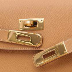 Pre Owned Hermes Kelly 32 Brown Courchevel Leather Shoulder Bag