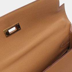 Pre Owned Hermes Kelly 32 Brown Courchevel Leather Shoulder Bag