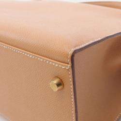 Pre Owned Hermes Kelly 32 Brown Courchevel Leather Shoulder Bag