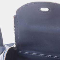 مملوكة مسبقًا حقيبة هيرمس ليندي ميني جلد سويفت أزرق بحري للكتف