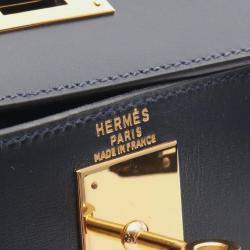 مملوكة مسبقًا Hermes Kelly 28 Blue Box Calf Leather Shoulder Bag
