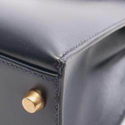 مملوكة مسبقًا Hermes Kelly 28 Blue Box Calf Leather Shoulder Bag