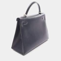 Pre Owned حقيبة كتف هيرمس كيلي جلد العجل لون أزرق بحري ٣٢