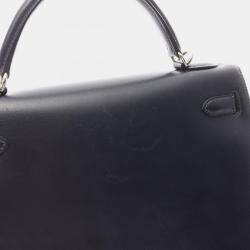 Pre Owned حقيبة كتف هيرمس كيلي جلد العجل لون أزرق بحري ٣٢