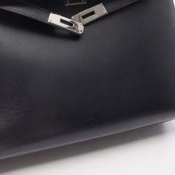 Pre Owned حقيبة كتف هيرمس كيلي جلد العجل لون أزرق بحري ٣٢