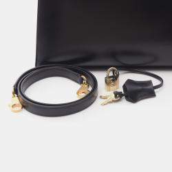 مملوكة مسبقًا حقيبة هيرمس كيلي 28 كتف جلد بوكس أسود عجول