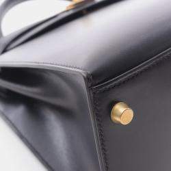 مملوكة مسبقًا حقيبة هيرمس كيلي 28 كتف جلد بوكس أسود عجول