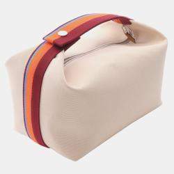 Pre Owned Hermes Bride-A-Brac GM Beige Orange Canvas Pouch