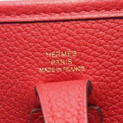 Pre Owned Hermes Evelyne 16 Rouge Coeur Clemence Leather Crossbody Bag