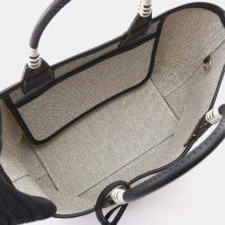 Pre Owned Hermes Steeple 25 Gray Black Toile H Canvas Swift Leather Tote Bag