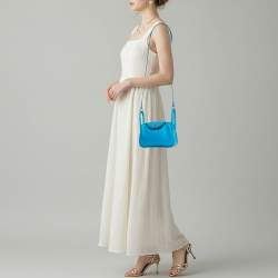 مملوكة مسبقًا حقيبة هيرمس ميني ليندي جلد سويفت بلو فريدا إكسسوار مطلي بلاديوم