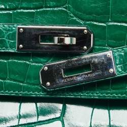 Pre Owned Hermes Vert Emerald Matte Crocodile Porosus Palladium Finish Birkin 40 Bag