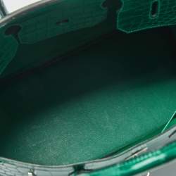 Pre Owned Hermes Vert Emerald Matte Crocodile Porosus Palladium Finish Birkin 40 Bag