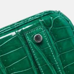 Pre Owned Hermes Vert Emerald Matte Crocodile Porosus Palladium Finish Birkin 40 Bag
