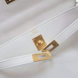 Pre Owned Hermes  Kelly 25 White Swift Bag