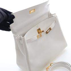 Pre Owned Hermes  Kelly 25 White Swift Bag