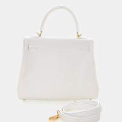 Pre Owned Hermes  Kelly 25 White Swift Bag