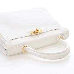 Pre Owned Hermes  Kelly 25 White Swift Bag
