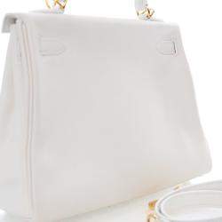 Pre Owned Hermes  Kelly 25 White Swift Bag