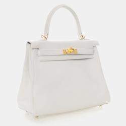 Pre Owned Hermes  Kelly 25 White Swift Bag