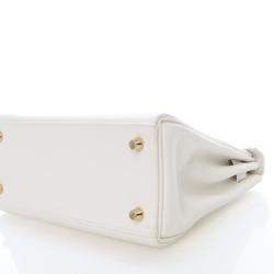 Pre Owned Hermes  Kelly 25 White Swift Bag