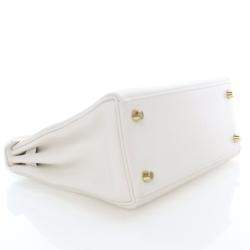 Pre Owned Hermes  Kelly 25 White Swift Bag