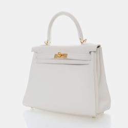 Pre Owned Hermes  Kelly 25 White Swift Bag