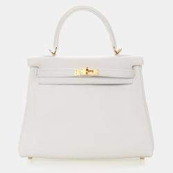 Pre Owned Hermes  Kelly 25 White Swift Bag