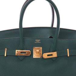 Pre Owned Hermes Birkin 35 Malachite Togo Bag 