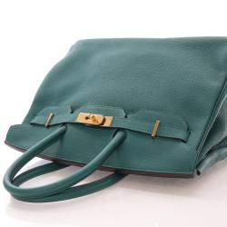 Pre Owned Hermes Birkin 35 Malachite Togo Bag 