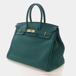 Pre Owned Hermes Birkin 35 Malachite Togo Bag 