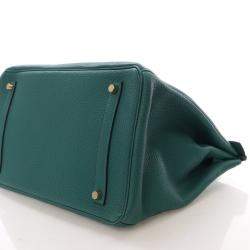 Pre Owned Hermes Birkin 35 Malachite Togo Bag 