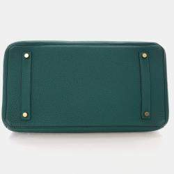 Pre Owned Hermes Birkin 35 Malachite Togo Bag 