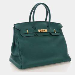 Pre Owned Hermes Birkin 35 Malachite Togo Bag 