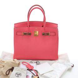 Pre Owned Hermes Rose Lipstick Togo Birkin 30