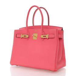 Pre Owned Hermes Rose Lipstick Togo Birkin 30