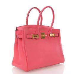 Pre Owned Hermes Rose Lipstick Togo Birkin 30