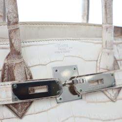 مملوكة مسبقًا حقيبة هيرمس بيركين 30 نيلوتيكوس كروكو هيمالايا بلانك