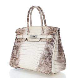 مملوكة مسبقًا حقيبة هيرمس بيركين 30 نيلوتيكوس كروكو هيمالايا بلانك