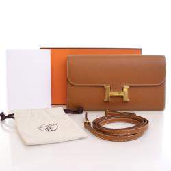 مملوكة مسبقًا Hermes Gold Epsom Constance To Go Wallet