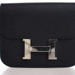 مملوكة مسبقًا Hermes Noir Epsom Constance Slim Wallet