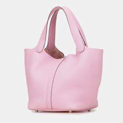 Pre Owned Hermes Picotin Lock 22 Pink Clemence Bag