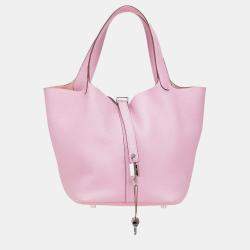 Pre Owned Hermes Picotin Lock 22 Pink Clemence Bag