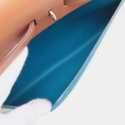 Pre Owned حقيبة هيرمس هيرباغ جلد فاكي هانتر تويل إتش بني أزرق 31 بسحاب